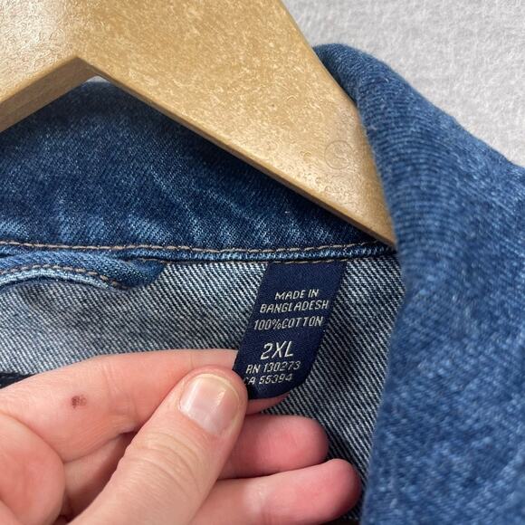 Maverick Denim Trucker Jacket Mens 2XL Blue Button Up Jean Coat Ranch Western - Picture 7 of 13